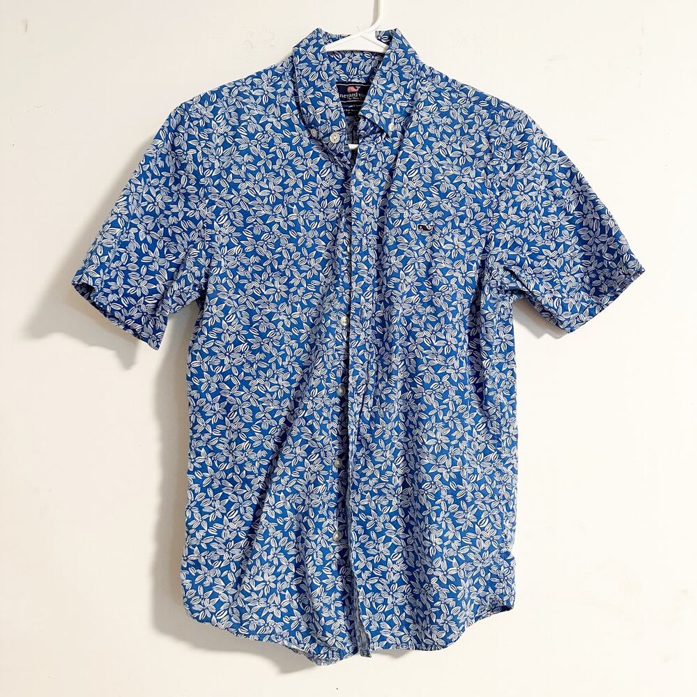 Vineyard Vines Slim Fit Cotton Whale Floral Button Down Shirt